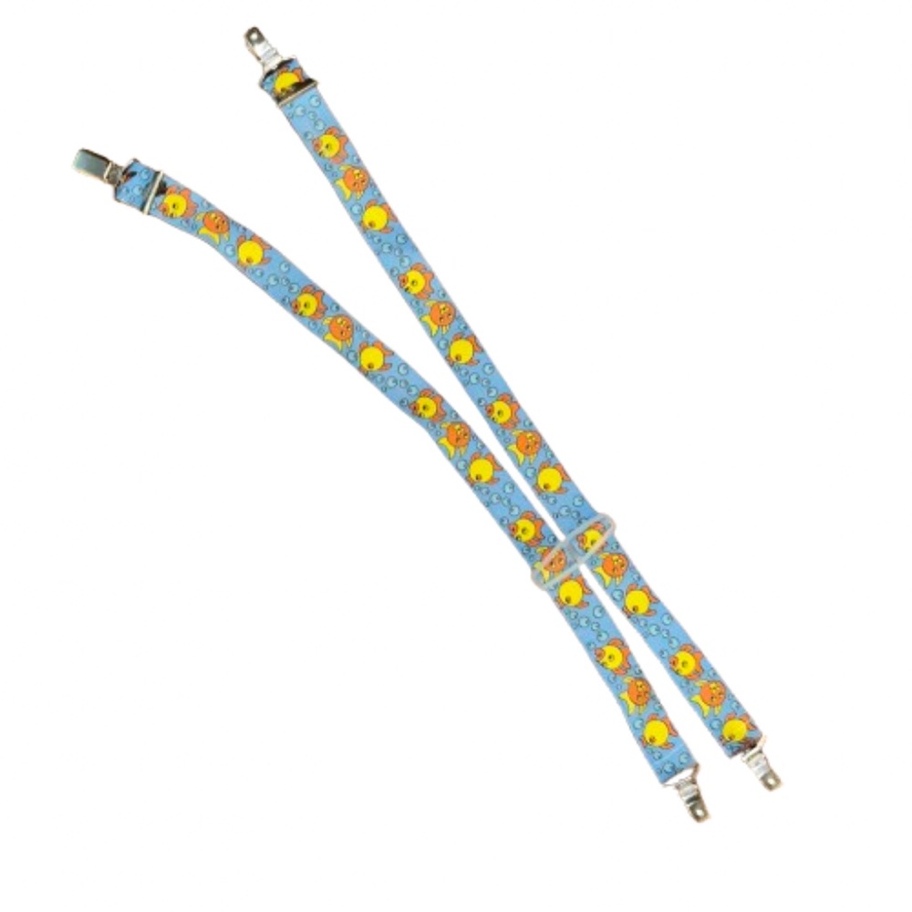 kids suspenders adjustable fish pattern blue